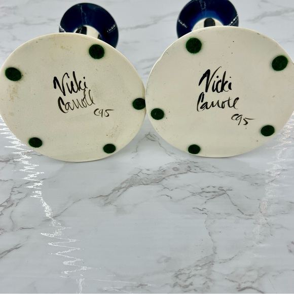 VTG 90s VICKI CARROLL art pottery CANDLE STICKS - Picture 4 of 4